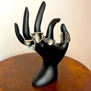 Set of 4 Free People silver stoned rings